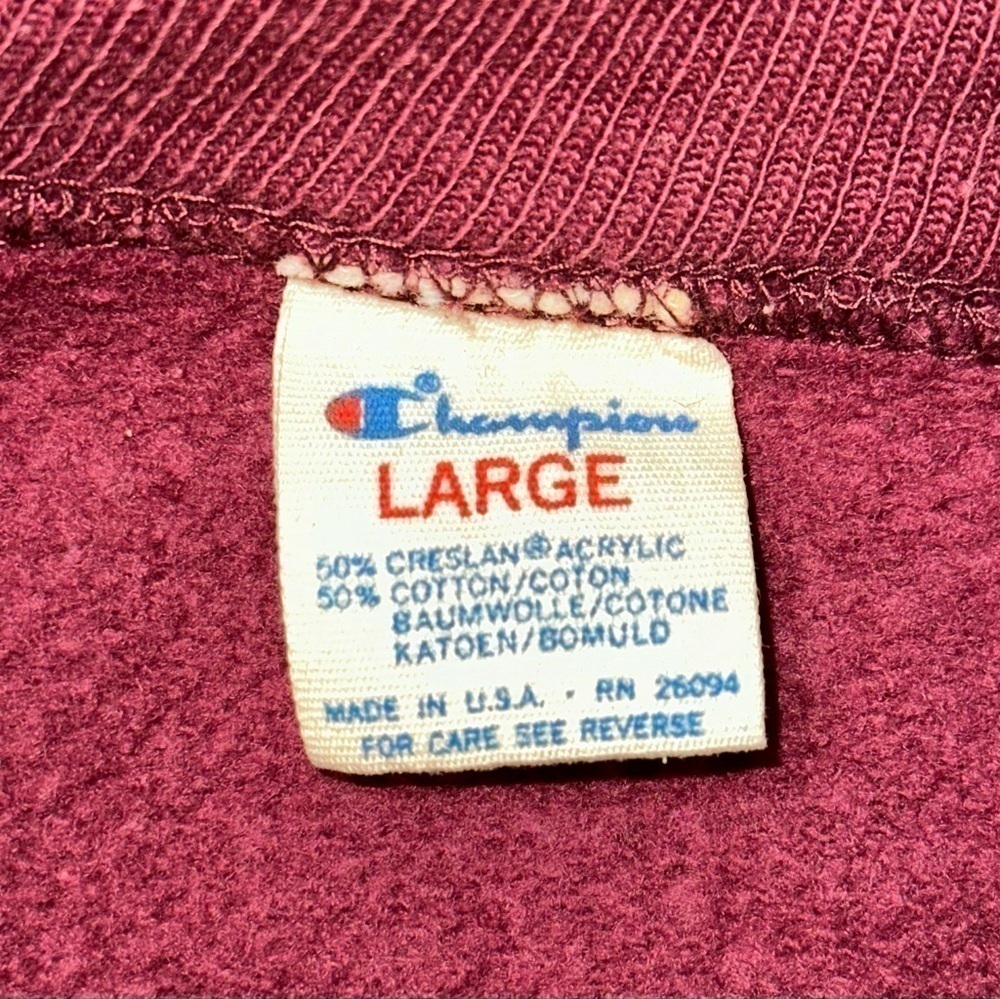 Champion 80’s Vintage Uni-Sex L Burgundy Maroon Harvard University Sweatshirt - Picture 4 of 6